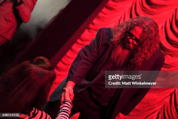 Actor Mark Boone Jr. Interacts with guests during the Film Independent at LACMA screening of "Patriot" at Bing Theatre At LACMA on March 4, 2017 in...
