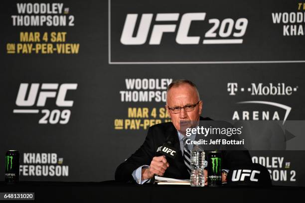 Executive Director of the Nevada State Athletic Commission Robert Bennett attends the UFC 209 press event at T-Mobile arena on March 4, 2017 in Las...