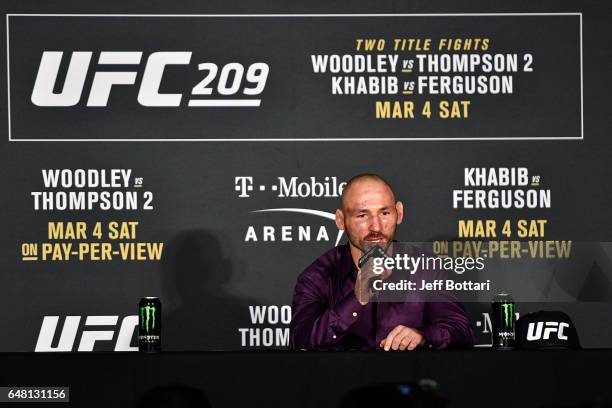 Lightweight Lando Vannata attends the UFC 209 press event at T-Mobile arena on March 4, 2017 in Las Vegas, Nevada.