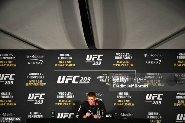 Welterweight Stephen Thompson attends the UFC 209 press event at T-Mobile arena on March 4, 2017 in Las Vegas, Nevada.