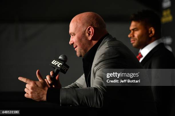 President Dana White attends the UFC 209 press event at T-Mobile arena on March 4, 2017 in Las Vegas, Nevada.