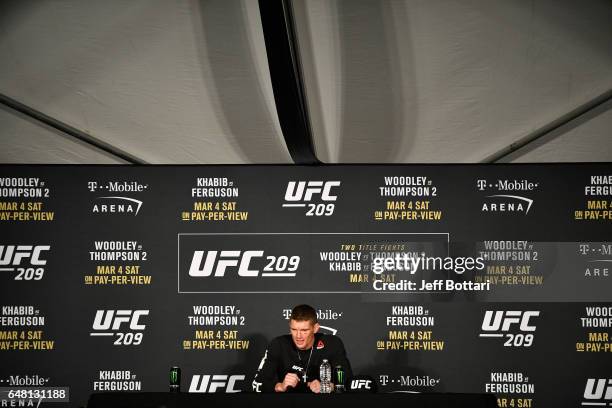 Welterweight Stephen Thompson attends the UFC 209 press event at T-Mobile arena on March 4, 2017 in Las Vegas, Nevada.