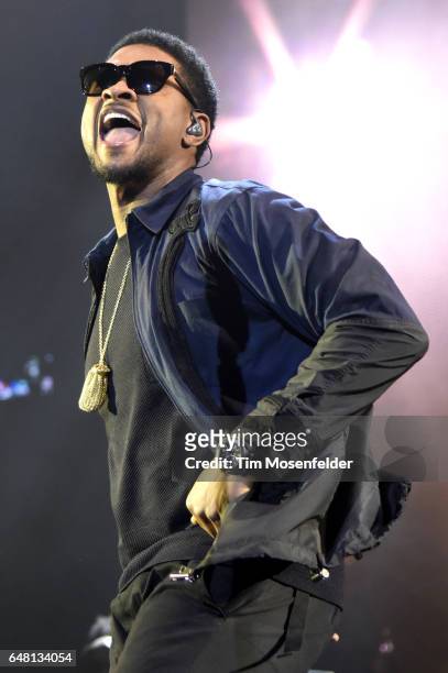 Usher of Usher & The roots performs during the Okeechobee Music Festival on March 4, 2017 in Okeechobee, Florida.