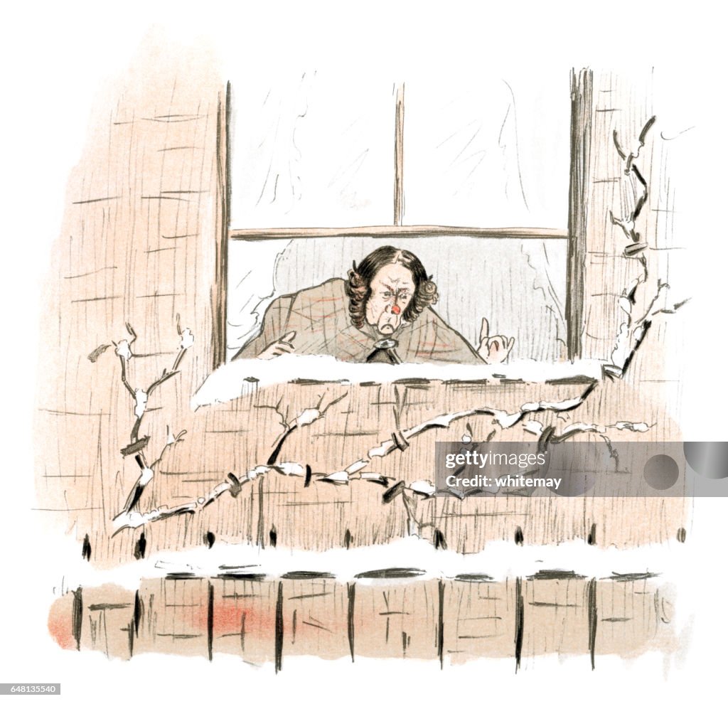 Grumpy In Window Grumpylooking Victorian Woman Looking Out Of A Window High-Res Vector ...