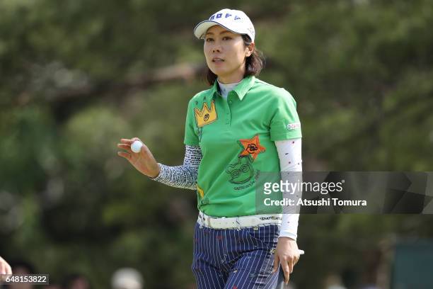 Ji-Hee Lee of South Korea reacts during the final round of the Daikin Orchid Ladies Golf Tournament at the Ryukyu Golf Club on March 5, 2017 in...