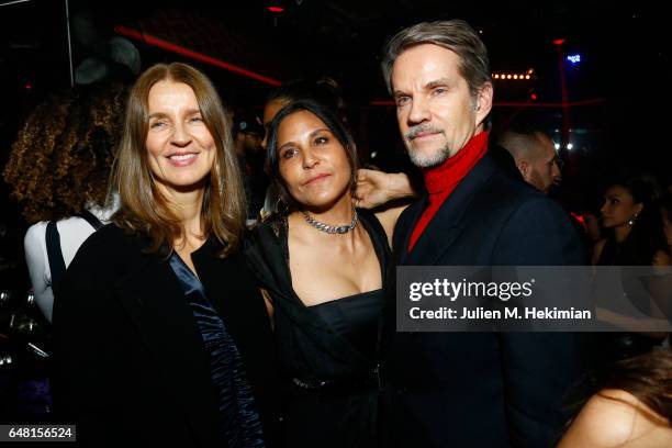 Karla Otto, Laurie Lynn Stark, and Alexander Werz attend Chrome Hearts X Bella Hadid Collaboration Launch as part of Paris Fashion Week at Chrome...