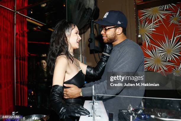 Bella Hadid and Chase B attend Chrome Hearts X Bella Hadid Collaboration Launch as part of Paris Fashion Week at Chrome Hearts on March 5, 2017 in...