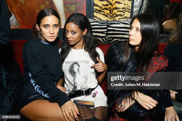 Jessie Jo Stark and Fanny Bourdette-Donon attend Chrome Hearts X Bella Hadid Collaboration Launch as part of Paris Fashion Week at Chrome Hearts on...