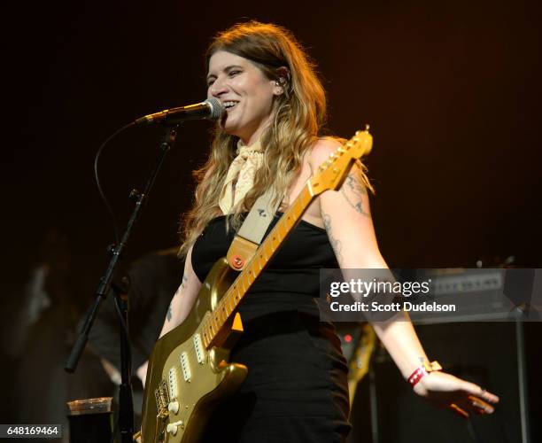 Singer Bethany Cosentino of Best Coast performs onstage during the "Don't Site Down: Planned Parenthood Benefit Concert" at El Rey Theatre on March...