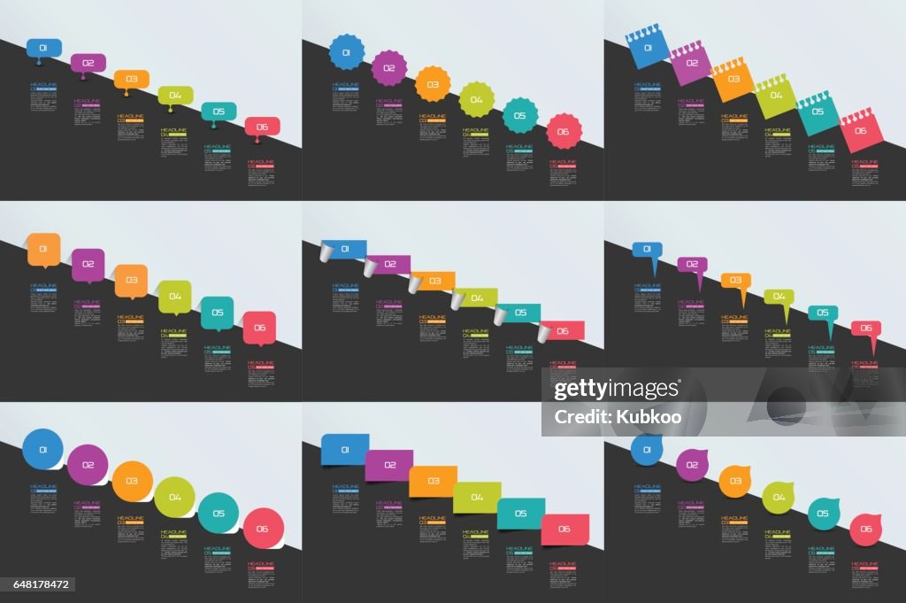 Project Time Line Banner Mega Set Of Infographics Timeline Banners Charts Vector High-Res Vector ...