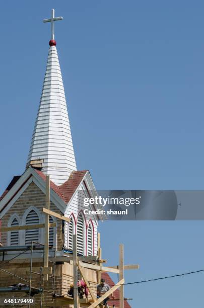 church restoration - steeple stock pictures, royalty-free photos & images