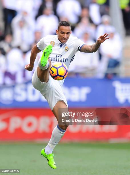 Danilo of Real Madrid in action during the La Liga match between SD Eibar and Real Madrid CF at Estadio Municipal de Ipurua on March 4, 2017 in...