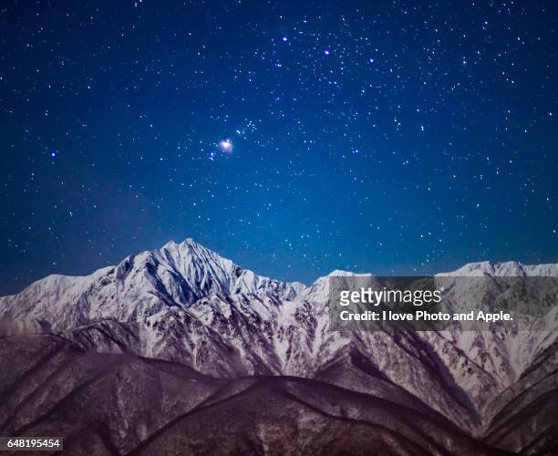 mountains of hakuba - mountain range night stock pictures, royalty-free photos & images