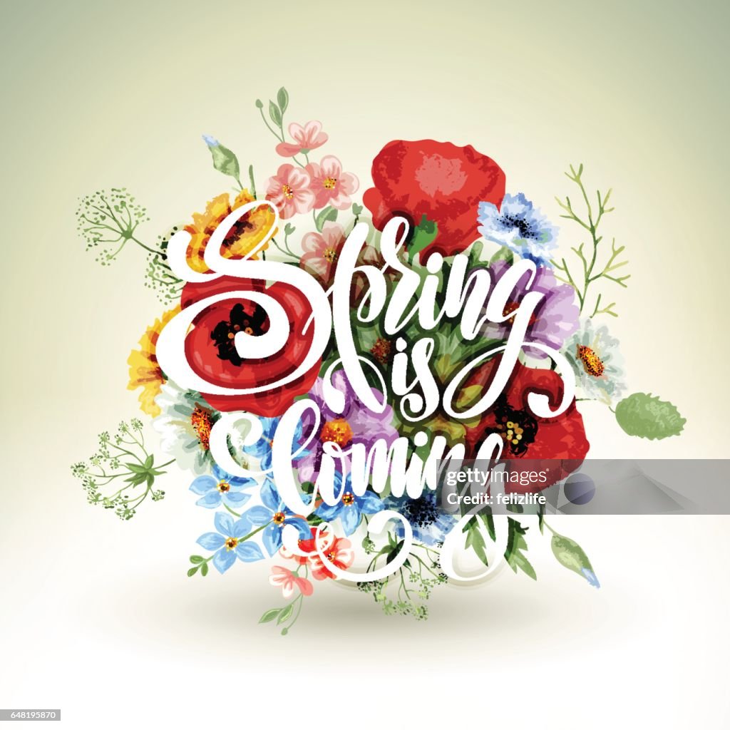 Floral Lettering Spring Spring Flowers With Lettering High-Res Vector Graphic - Getty Images