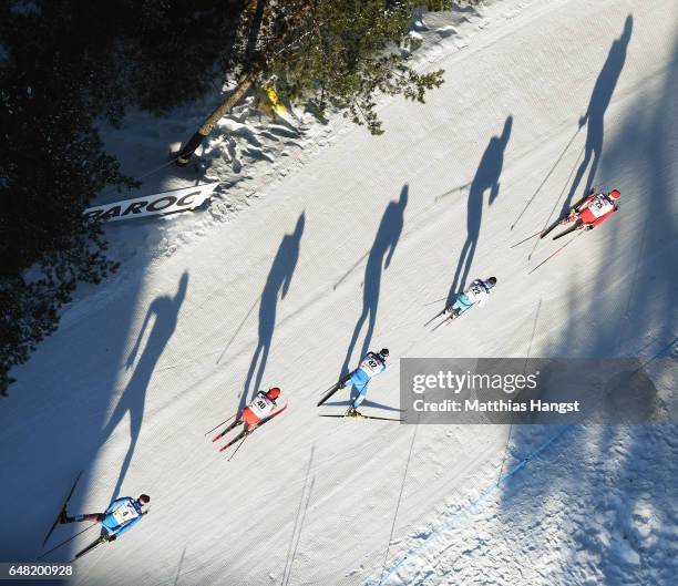 General view as skiers compete in the Men's Cross Country Mass Start during the FIS Nordic World Ski Championships on March 5, 2017 in Lahti, Finland.