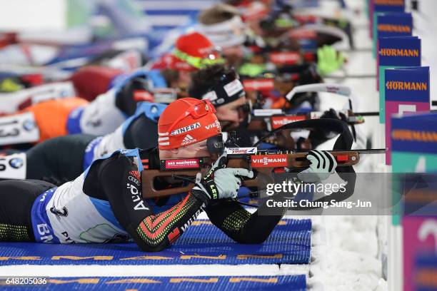 Roman Rees of Germany competes in the Men's 4x7.5km Relay during the BMW IBU World Cup Biathlon 2017 - test event for PyeongChang 2018 Winter Olympic...