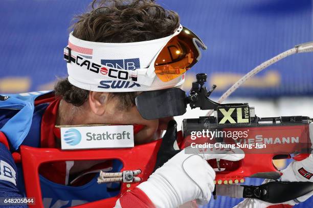 Ole Einar Bjoerndalen of Norway competes in the Men's 4x7.5km Relay during the BMW IBU World Cup Biathlon 2017 - test event for PyeongChang 2018...