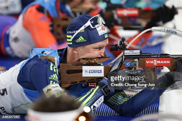 Sergey Semenov of Ukraine competes in the Men's 4x7.5km Relay during the BMW IBU World Cup Biathlon 2017 - test event for PyeongChang 2018 Winter...