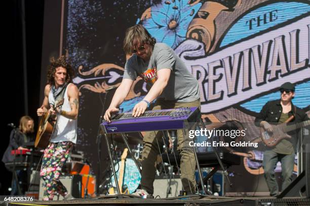 Michael Girardot, David Shaw, Ed Williams and George Gekas of The Revivalists perform during Okeechobee Music Festival on March 4, 2017 in...