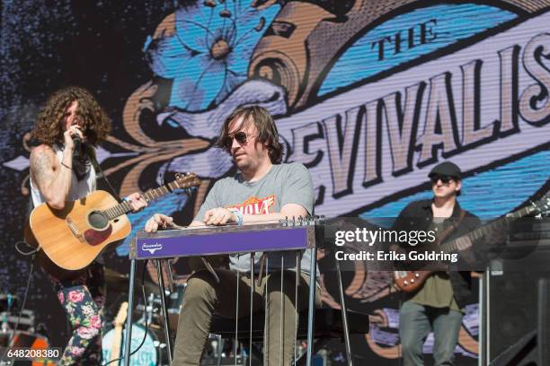 David Shaw, Ed Williams and George Gekas of The Revivalists perform during Okeechobee Music Festival on March 4, 2017 in Okeechobee, Florida.