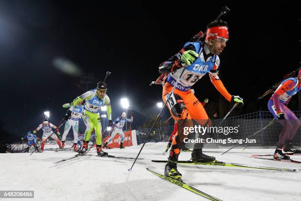 Matej Kazar of Slovakia competes in the Men's 4x7.5km Relay during the BMW IBU World Cup Biathlon 2017 - test event for PyeongChang 2018 Winter...