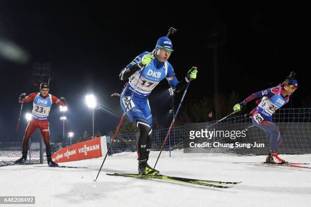 Rene Zahkna of Estonia competes in the Men's 4x7.5km Relay during the BMW IBU World Cup Biathlon 2017 - test event for PyeongChang 2018 Winter...