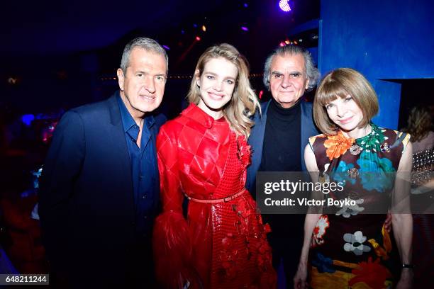 Mario Testino, Natalia Vodianova, Patrick Demarchelier and Anna Wintour attend Natalia Vodianova's birthday Vogue Cabaret Party as part of the Paris...