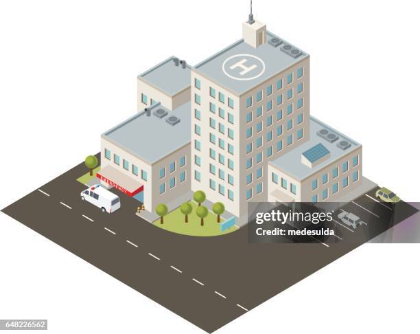 hospital - building isometric stock illustrations