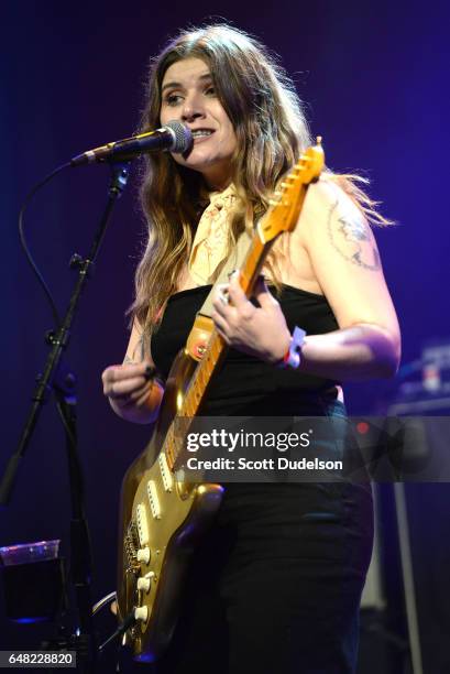 Singer Bethany Cosentino of Best Coast performs onstage during the "Don't Site Down: Planned Parenthood Benefit Concert" at El Rey Theatre on March...