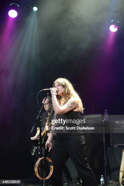 Singer Bethany Cosentino of Best Coast performs onstage during the "Don't Site Down: Planned Parenthood Benefit Concert" at El Rey Theatre on March...