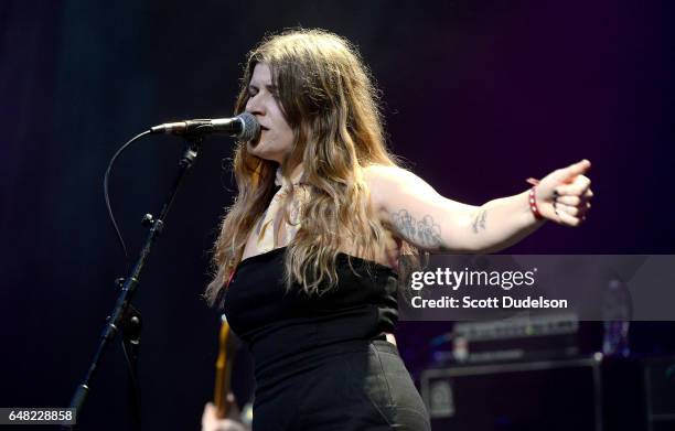 Singer Bethany Cosentino of Best Coast performs onstage during the "Don't Site Down: Planned Parenthood Benefit Concert" at El Rey Theatre on March...