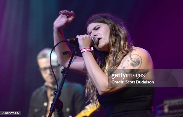 Singer Bethany Cosentino of Best Coast performs onstage during the "Don't Site Down: Planned Parenthood Benefit Concert" at El Rey Theatre on March...