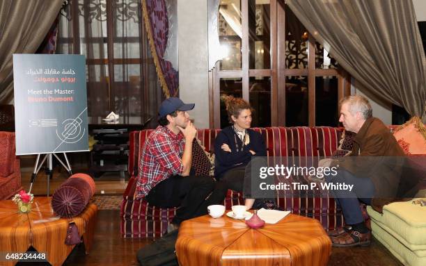 Film director Bruno Dumont speaks with filmmakers during the Meet the Master session on day three of Qumra, the third edition of the industry event...