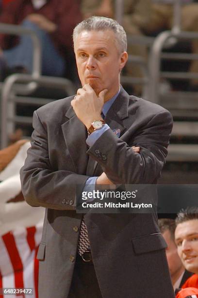 Head coach Bo Ryan of the Wisconsin Badgers looks on during the NCAA College Basketball Tournament 1st round game against the St. John's Redman at...