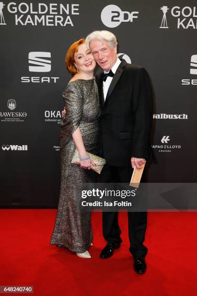 Juergen Prochnow and his wife Verena Prochnow-Wengler arrives for the Goldene Kamera on March 4, 2017 in Hamburg, Germany.