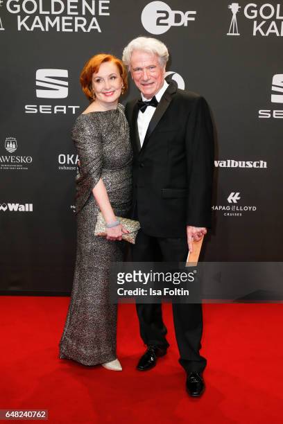 Juergen Prochnow and his wife Verena Prochnow-Wengler arrives for the Goldene Kamera on March 4, 2017 in Hamburg, Germany.