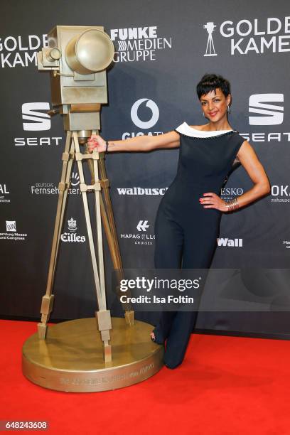 German actress Dennenesch Zoude arrives for the Goldene Kamera on March 4, 2017 in Hamburg, Germany.