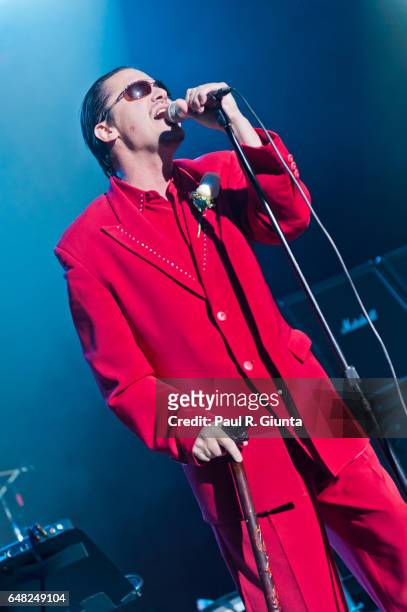 Mike Patton of Faith No More performs on stage at the Hollywood Palladium on November 11, 2010 in Los Angeles, California.