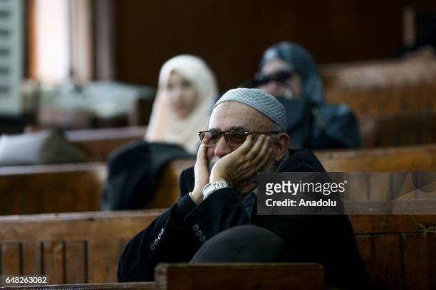 Mahmoud Badie, brother of General Guide of the Egyptian Muslim Brotherhood Mohammed Badie, attends a trial session known as ''Bahr Al-Azam'' case at...