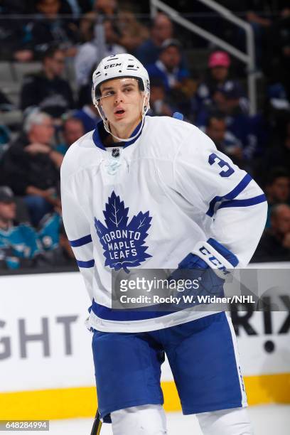 Alexey Marchenko of the Toronto Maple Leafs looks on during the game against the San Jose Sharks at SAP Center on February 28, 2017 in San Jose,...