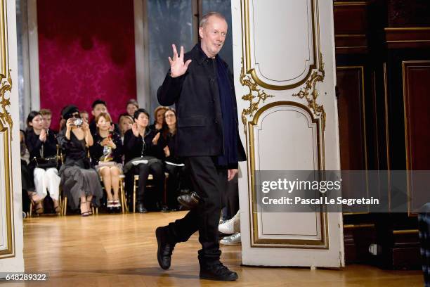 Designer Bill Gaytten is seen on the runway during the John Galliano show as part of the Paris Fashion Week Womenswear Fall/Winter 2017/2018 on March...