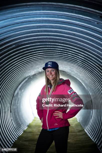 Team USA Medal winner Sadie Bjornsen poses for a portrait with her medal at the FIS Nordic World Ski Championships on March 5, 2017 in Lahti, Finland.