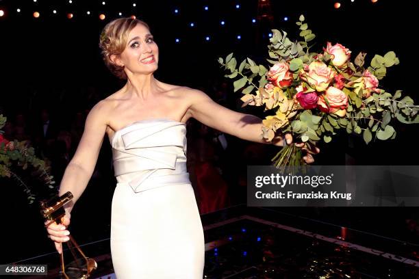 News anchor award winner Caren Miosga during the Goldene Kamera show on March 4, 2017 in Hamburg, Germany.