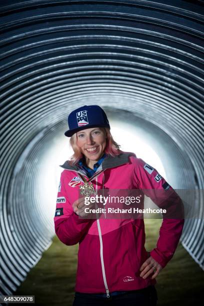 Team USA Medal winner Kikkan Randall poses for a portrait with her medal at the FIS Nordic World Ski Championships on March 5, 2017 in Lahti, Finland.