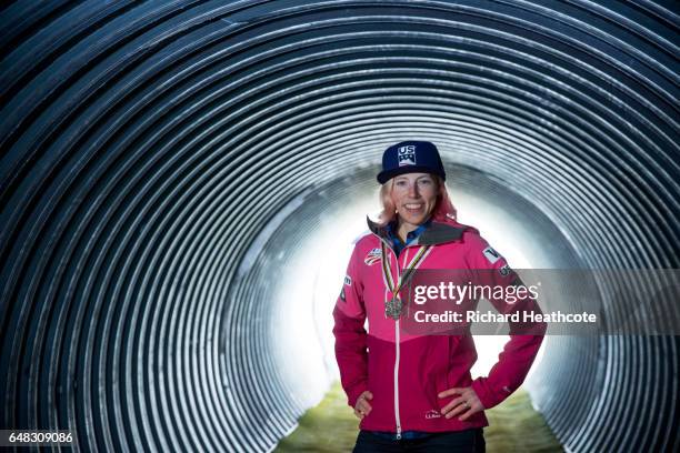 Team USA Medal winner Kikkan Randall poses for a portrait with her medal at the FIS Nordic World Ski Championships on March 5, 2017 in Lahti, Finland.