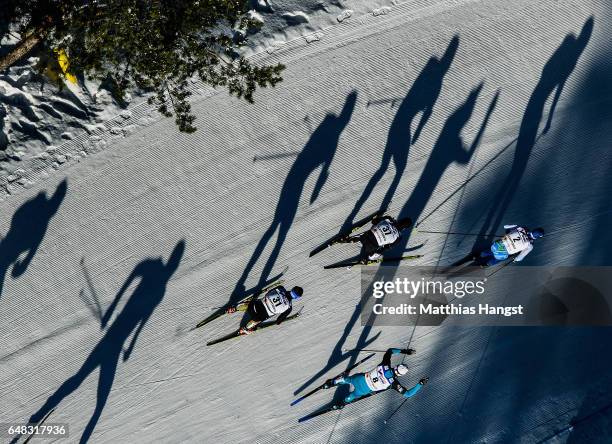 General view as skiers compete in the Men's Cross Country Mass Start during the FIS Nordic World Ski Championships on March 5, 2017 in Lahti, Finland.