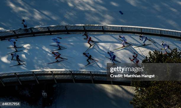 General view as skiers compete in the Men's Cross Country Mass Start during the FIS Nordic World Ski Championships on March 5, 2017 in Lahti, Finland.