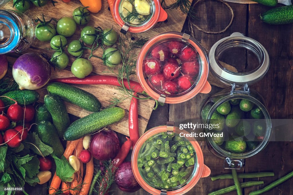 Preserving Organic Vegetables in Jars