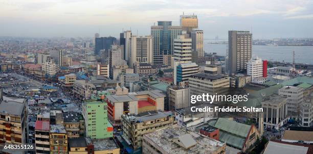 Aerial view of Jankara market and business area in Lagos island on March 17, 2016 in Lagos, Nigeria.