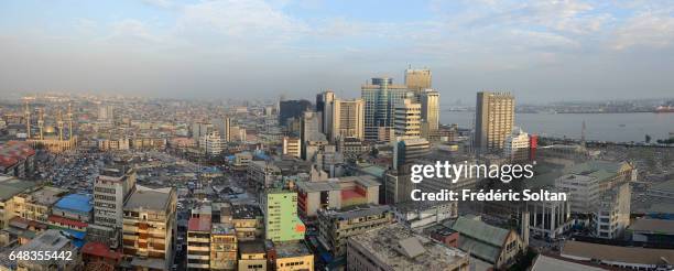 Aerial view of Jankara market and business area in Lagos island on March 17, 2016 in Lagos, Nigeria.